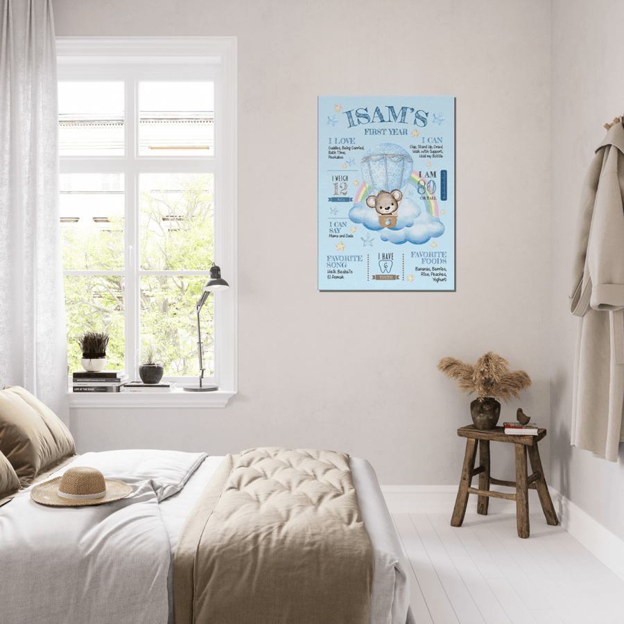 Teddy Bear 1st Year Milestone Board Poster - Twinkle and Giraffe Designs