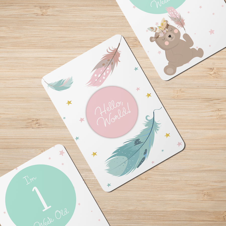 Twinkle Bear Baby Milestone Cards - Set of 25 - Twinkle and Giraffe Designs