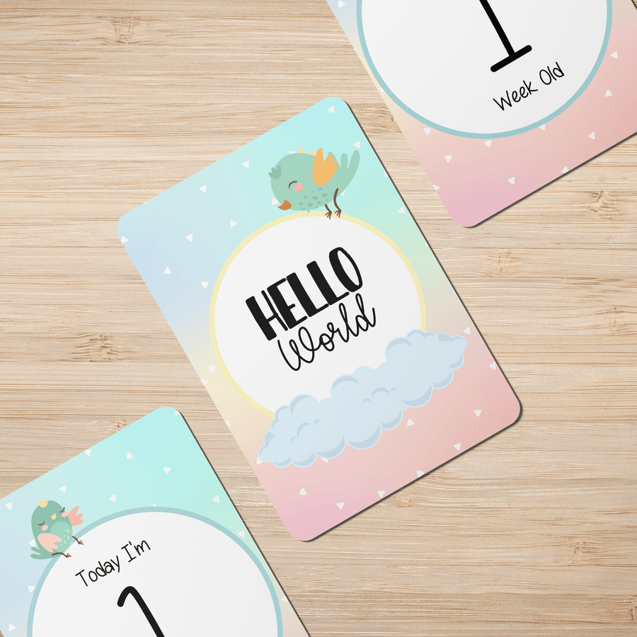 Twinkle Birds Baby Milestone Cards - Set of 25 - Twinkle and Giraffe Designs