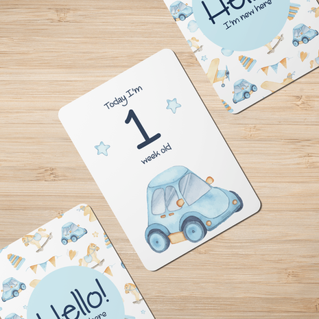 Twinkle Car Baby Milestone Cards - Set of 25 - Twinkle and Giraffe Designs
