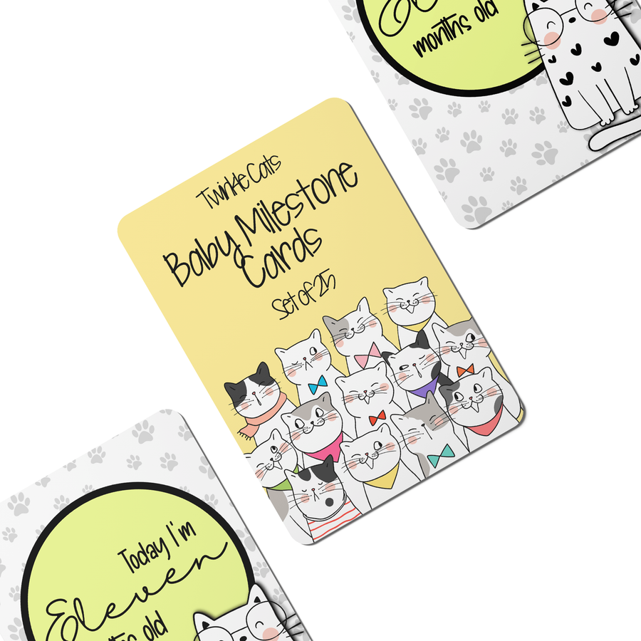 Twinkle Cats Baby Milestone Cards - Set of 25 - Twinkle and Giraffe Designs