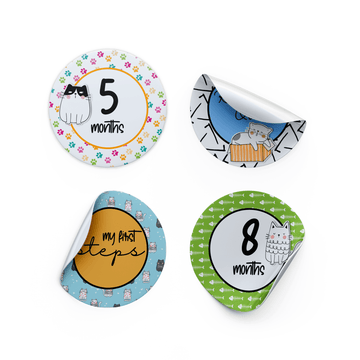 Twinkle Cats Milestone Stickers - Twinkle and Giraffe Designs