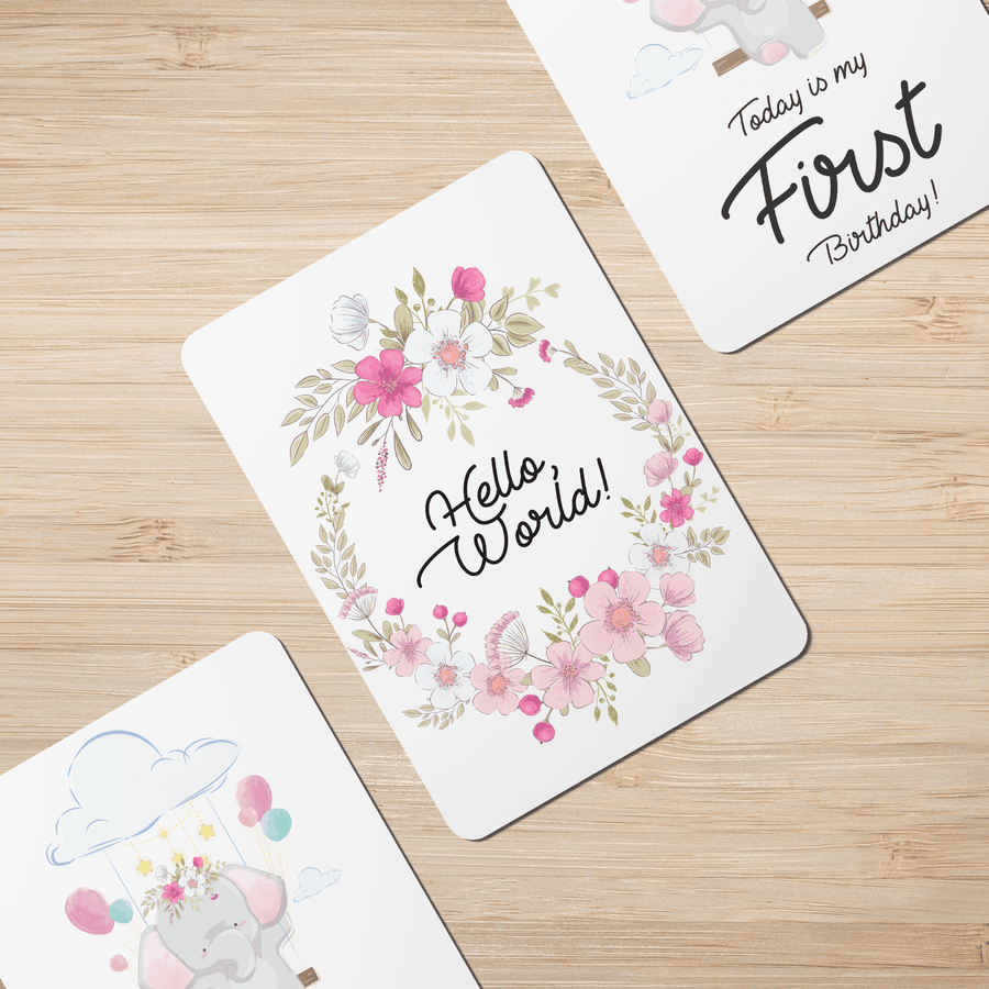 Twinkle Elephant Baby Milestone Cards - Set of 25 - Twinkle and Giraffe Designs