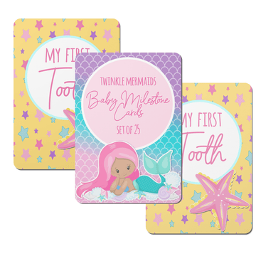 Twinkle Mermaids Baby Milestone Cards - Set of 25 - Twinkle and Giraffe Designs