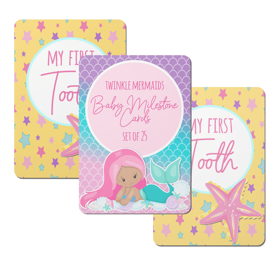 Twinkle Mermaids Baby Milestone Cards - Set of 25 - Twinkle and Giraffe Designs