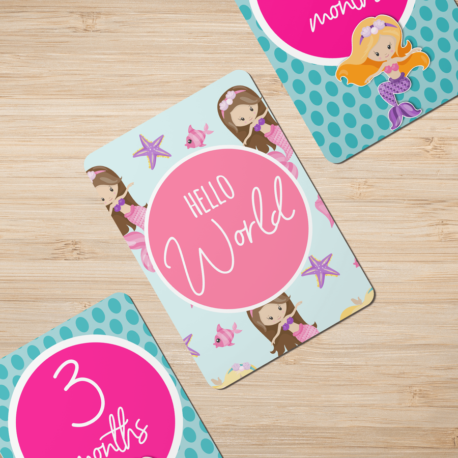 Twinkle Mermaids Baby Milestone Cards - Set of 25 - Twinkle and Giraffe Designs
