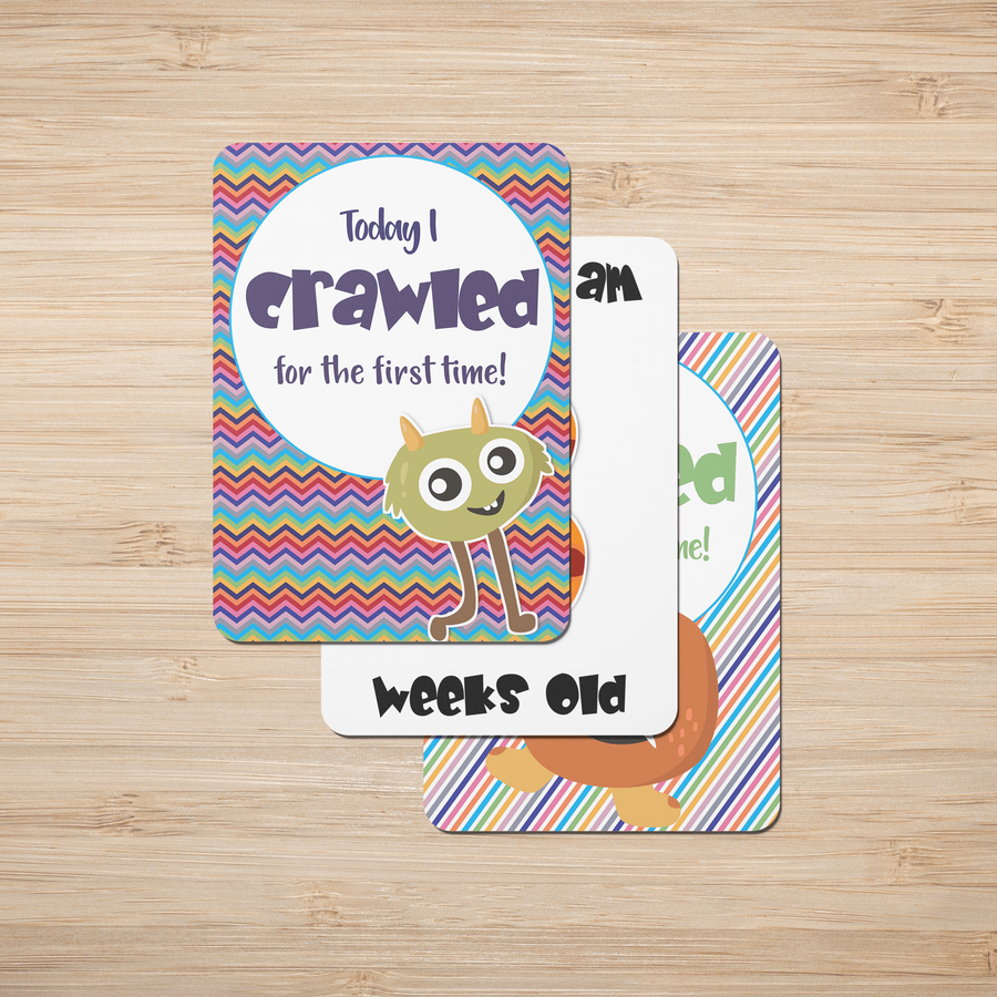Twinkle Monsters Baby Milestone Cards - Set of 25 - Twinkle and Giraffe Designs