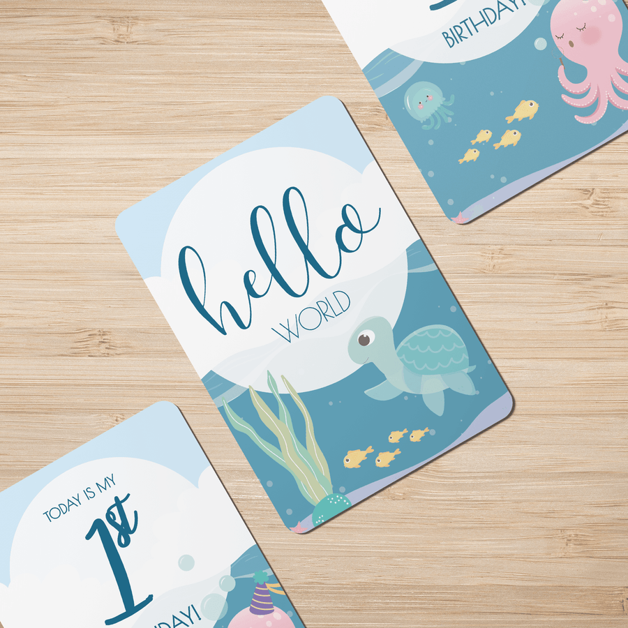Under the Sea Baby Milestone Cards - Set of 25 - Twinkle and Giraffe Designs