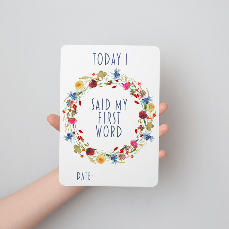 Wild Flowers Wreath Baby Milestone Cards - Set of 25 - Twinkle and Giraffe Designs