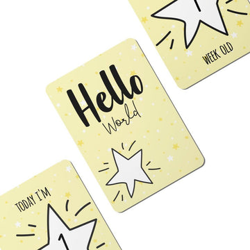 Yellow Twinkle Stars Baby Milestone Cards - Set of 25 - Twinkle and Giraffe Designs