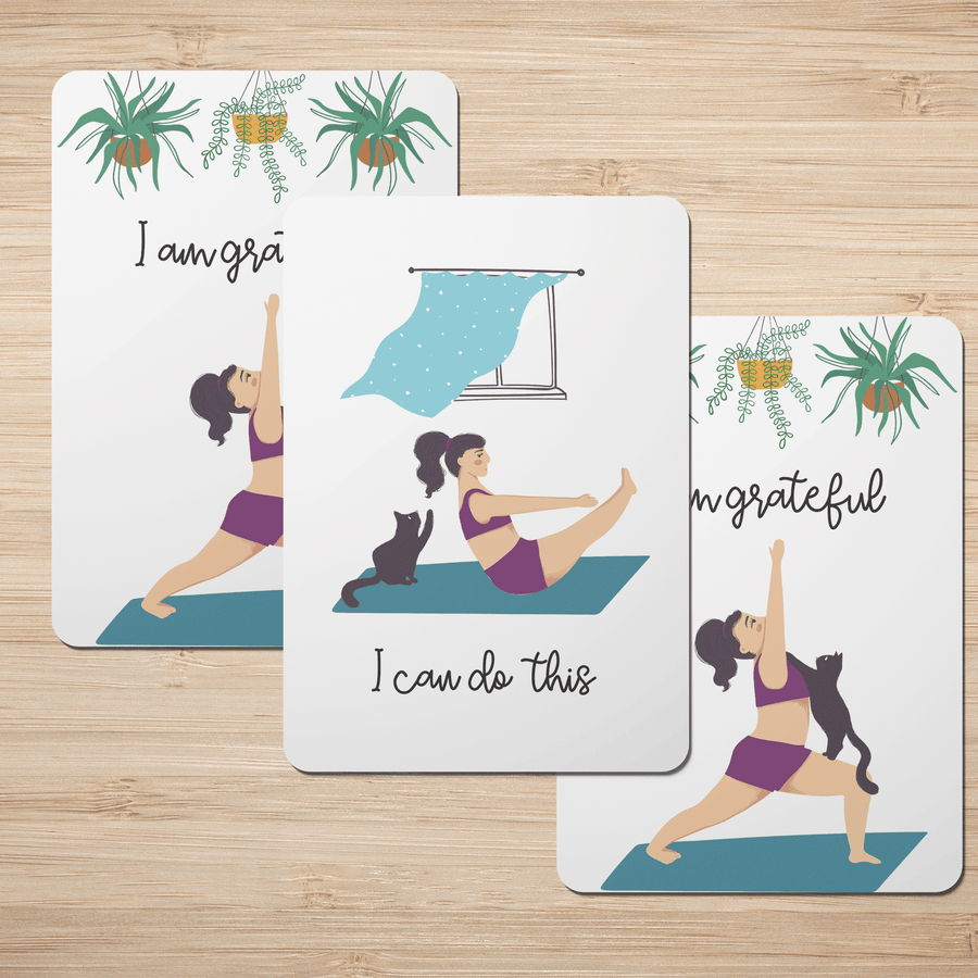 Yoga and the Cat Affirmation Cards - Set of 20 - Twinkle and Giraffe Designs